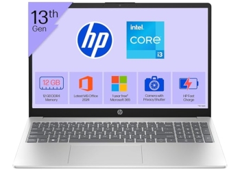HP 15, 13th Gen Intel Core i3-1315U (12GB DDR4, 512GB SSD) FHD, Anti-Glare, Micro-Edge, 15.6”/39.6cm, Win11, M365 Basic(1yr)* Office24, Silver, 1.59kg, fd0573TU, FHD Camera w/Shutter Laptop